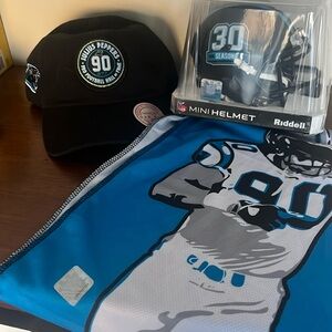 Panthers hat and mini helmet set. Julius Peppers HOF hat NWT